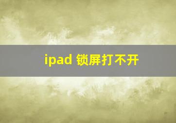 ipad 锁屏打不开